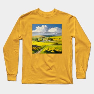 Countryside Scene with Farmhouse Long Sleeve T-Shirt